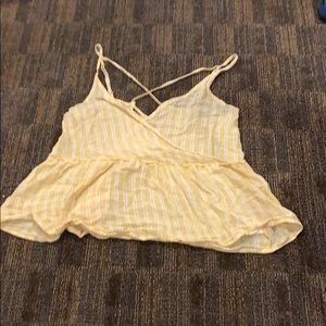 yellow and white striped flowy  tank top